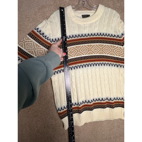 Vtg JCPenney's Men's Cream Rust Knit Fair Isle Nordic Ski Sweater Size M 70’s EC - Picture 12 of 15